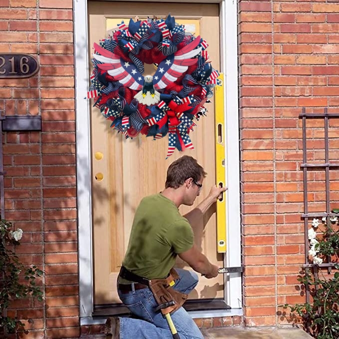 🔥[SAVE 50% OFF]--45CM/18 Inch Handmade American Patriotic Eagle Wreath---BUY 2 FREE SHIPPING