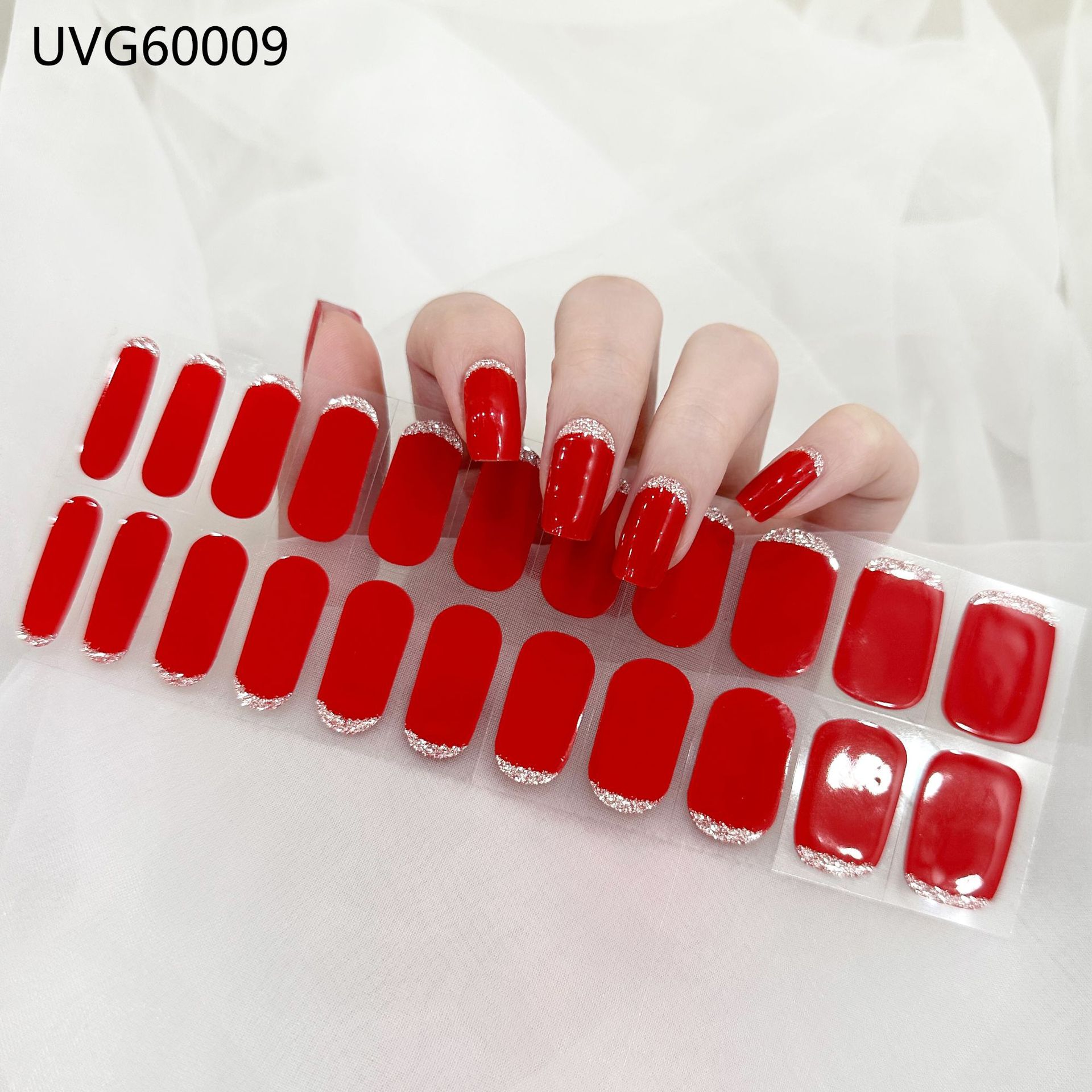 Semi Cured Gel Nail Strips, 22 pcs Nail Wraps, Glaze Gel Nail Stickers