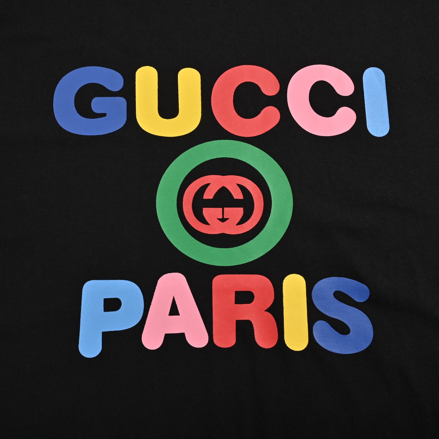 Gucci 24ss colorful letter print short sleeves