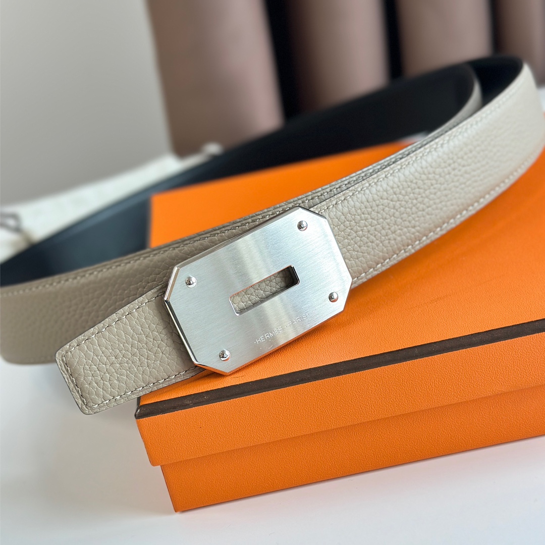 Hermès new double-faced calfskin belt width 3.2CM