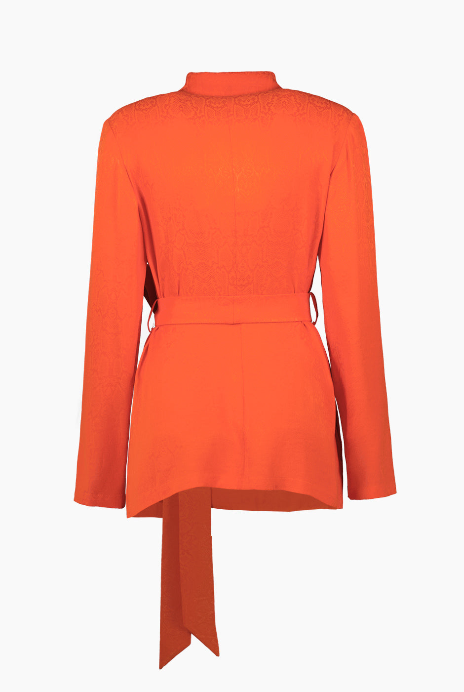 Saco blazer cruzado con cinta en cintura