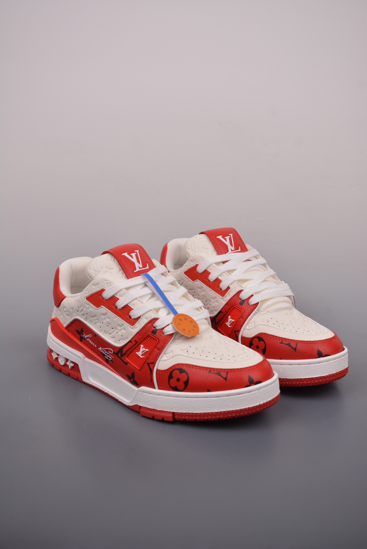 Louis Vuitton Trainer Sneaker Low Red and White Signature Edition 1ABOJX
