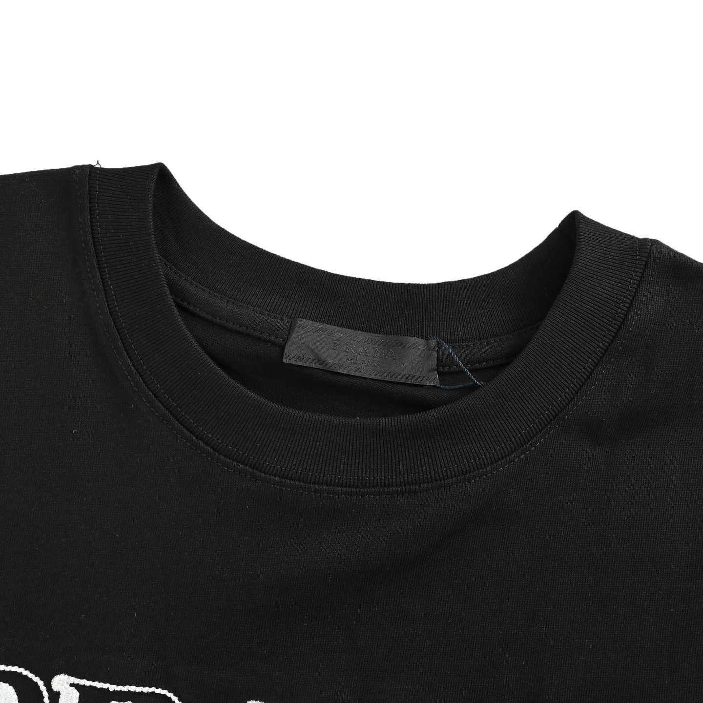 Prada 25ss shadow lettering embroidered short sleeve