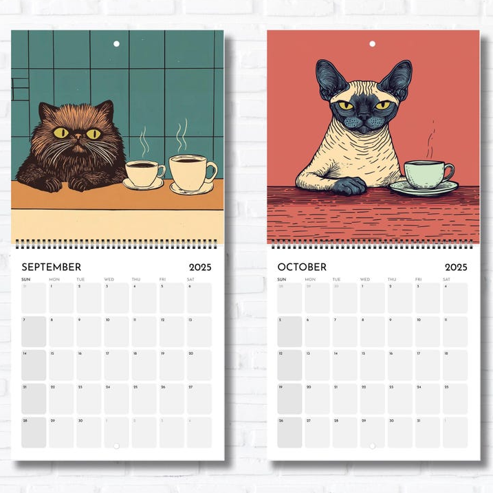 🐈☕Funny coffee cat calendar📅