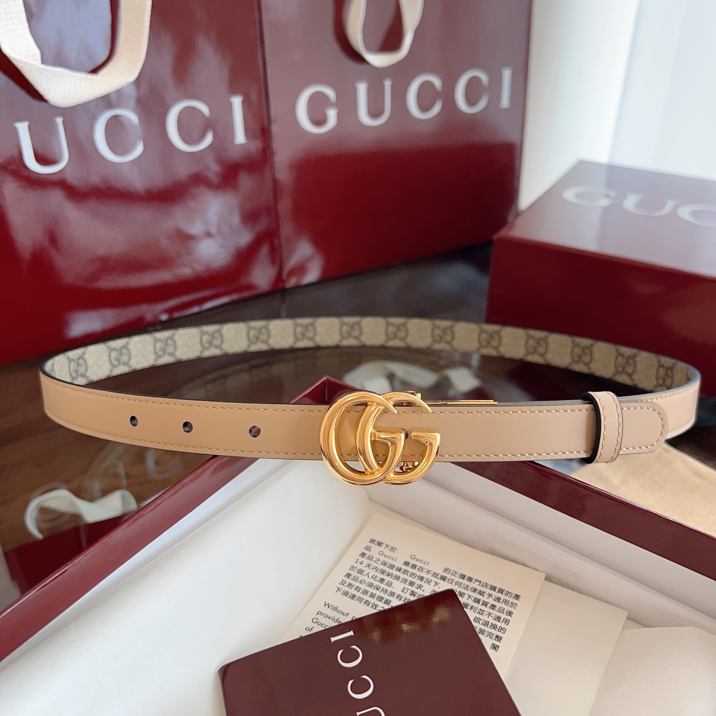Gucci 2025 new double G buckle leather belt width 2.0cm