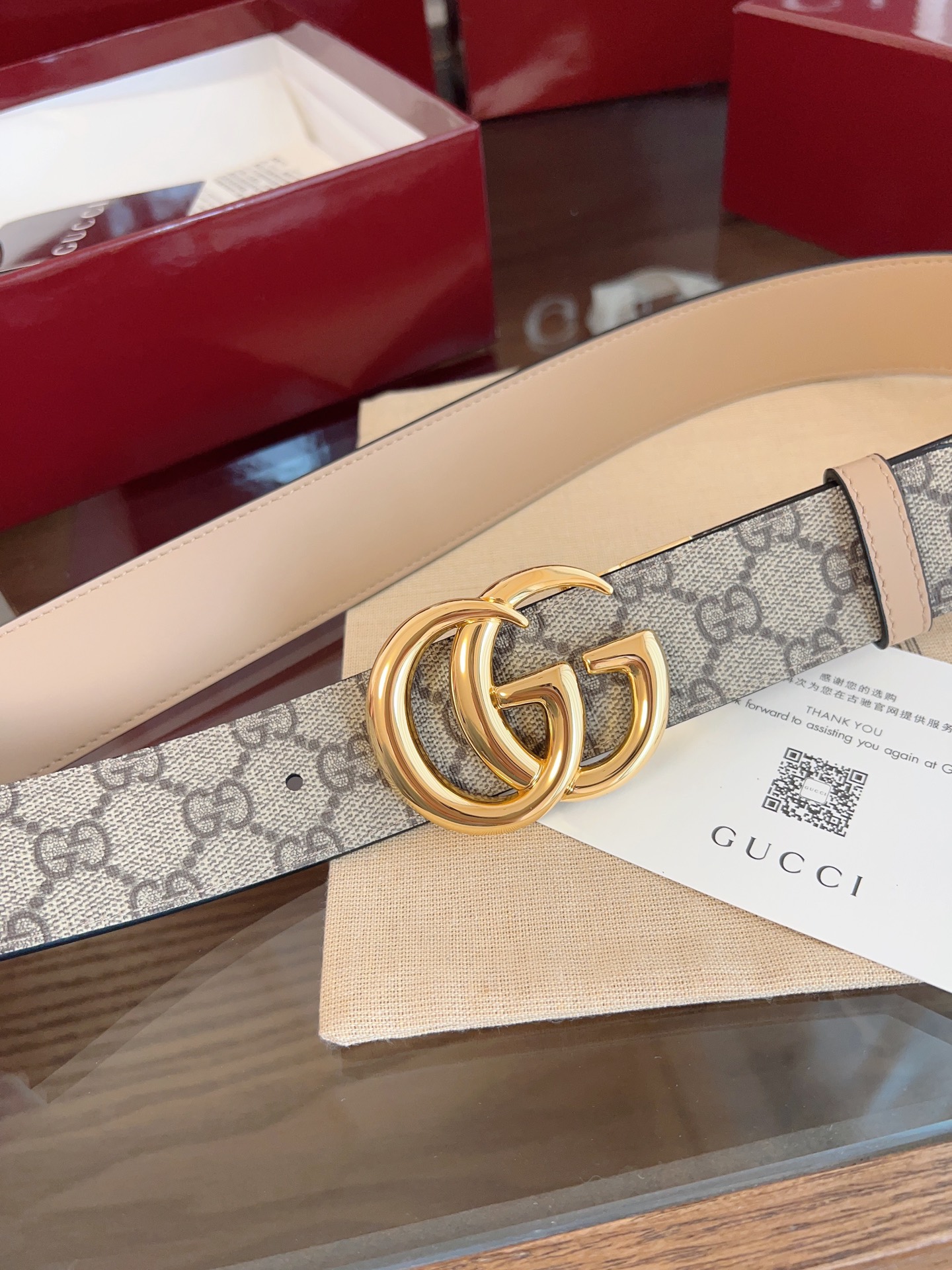 Gucci 2025 new double G buckle leather belt width 3.7cm