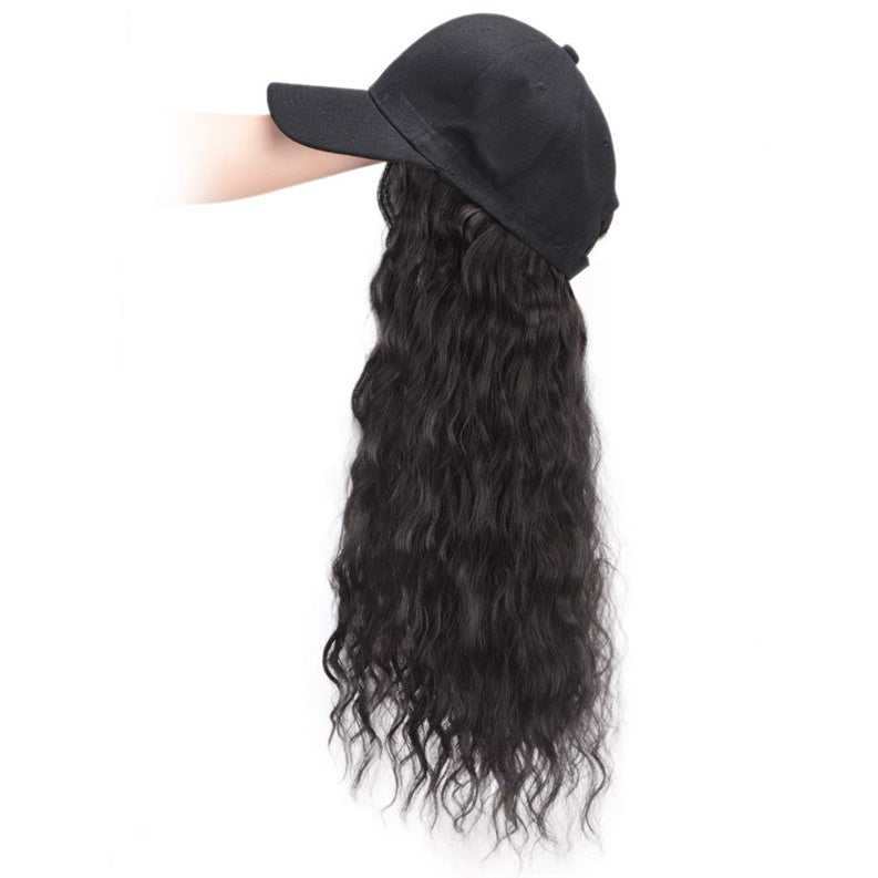 Luna wigs Synthetic Long Wave Baseball Cap with Hair