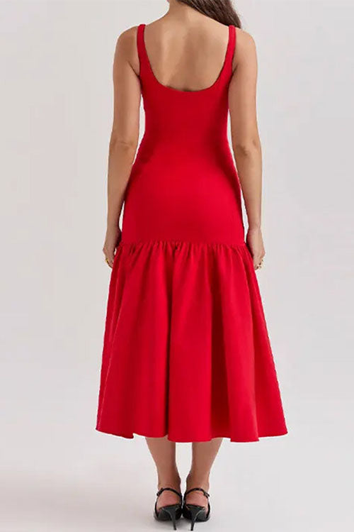Heididress U Neck Sleeveless Ruffle Bodycon Midi Dress