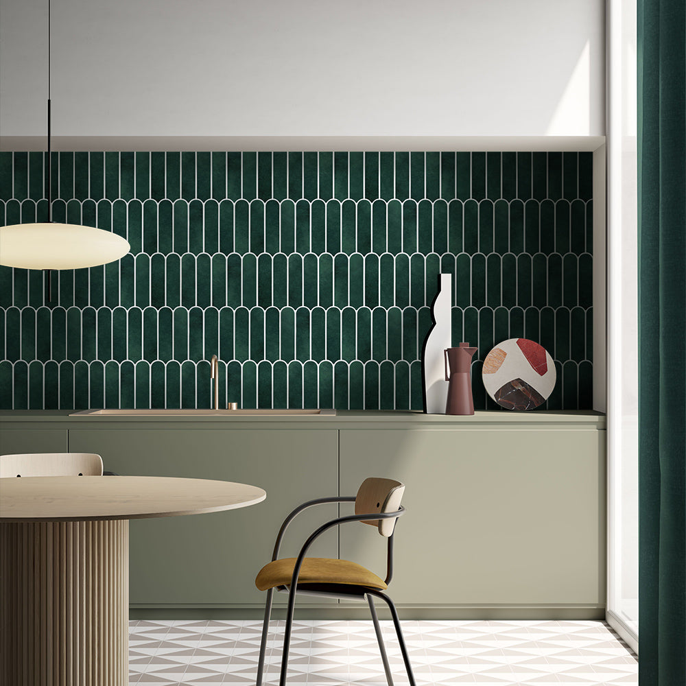 3D Forest Green Fish Scale Peel and Stick Wall Tile