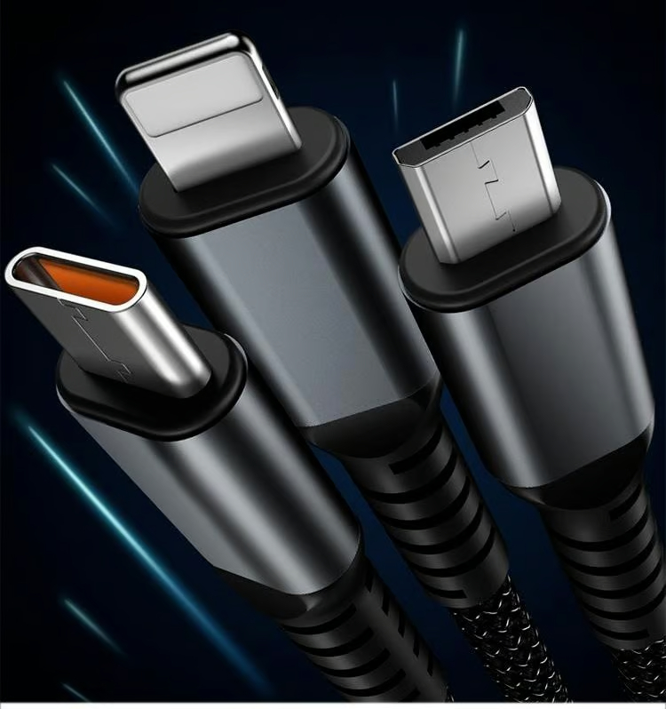 🔥Hot sale🔥Transparent Luminous Charging 3-in-1 Data Cable