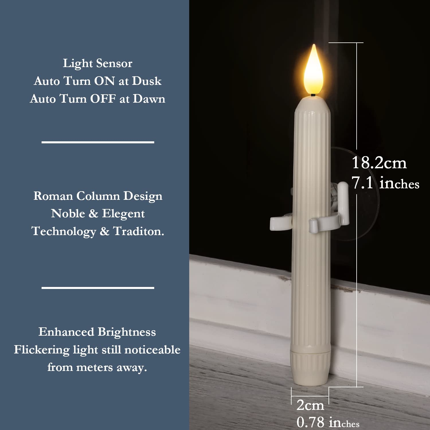 🎉 Last Day Promotion 49% OFF 🎉6 Pcs Window Candles with Sensor, Ivory LED Tapers