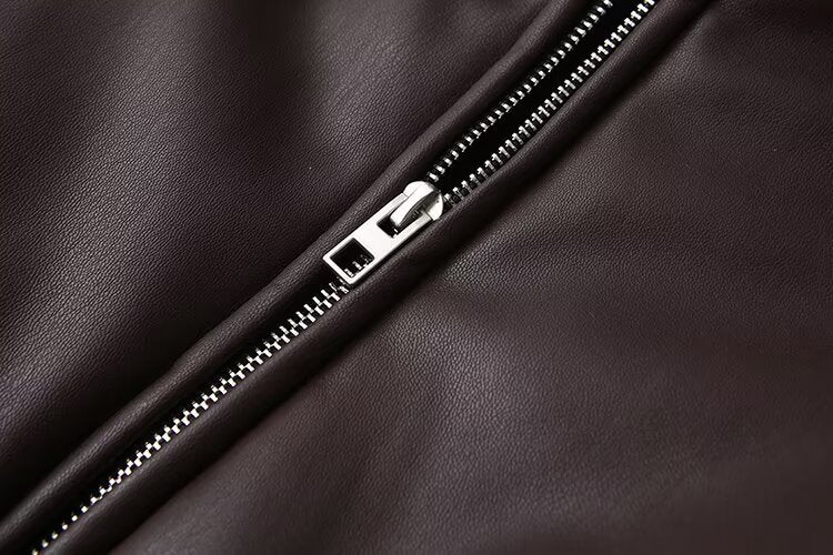 Leather Coat Women Autumn Winter Minimalist Locomotive Trendy Wide Shoulder High End Jacket Jacket