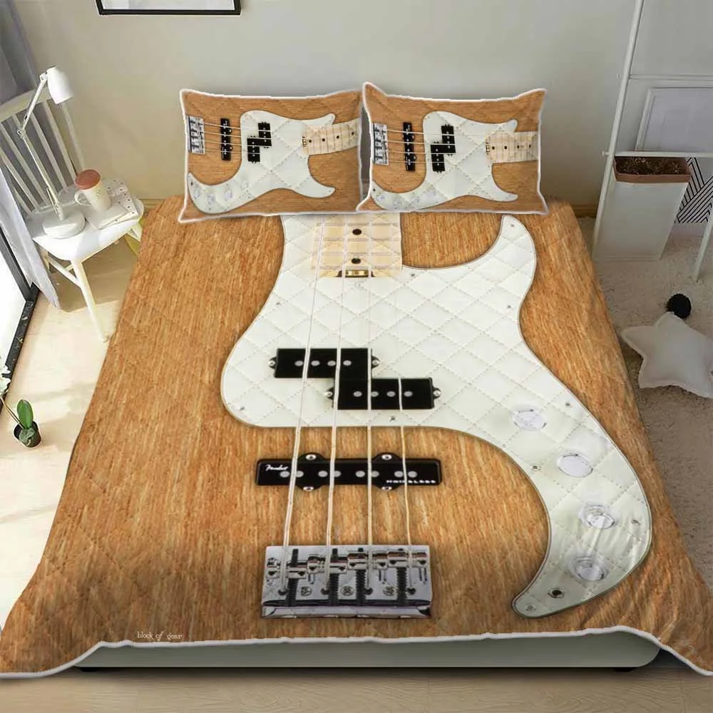 Bass Guitar. For The Love Of Bass Quilt Bed Set