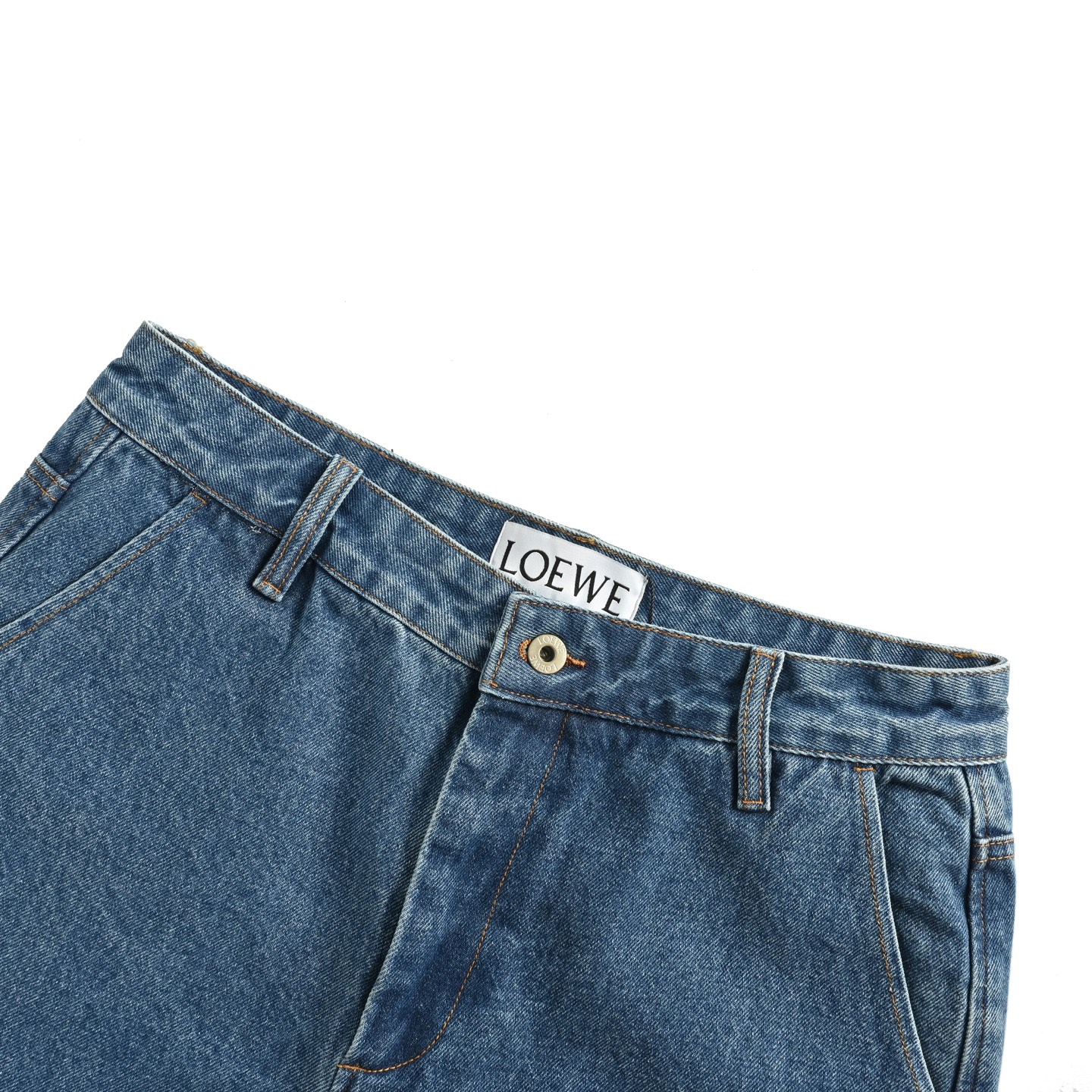 Loewe Anagram Half Embroidered Denim Shorts
