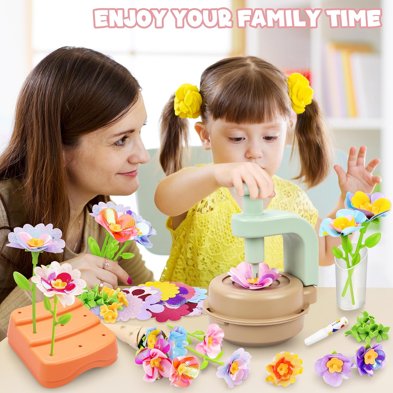 DIY Craft Kits Toys for Kids, Fabric Flower Bouquets Toys