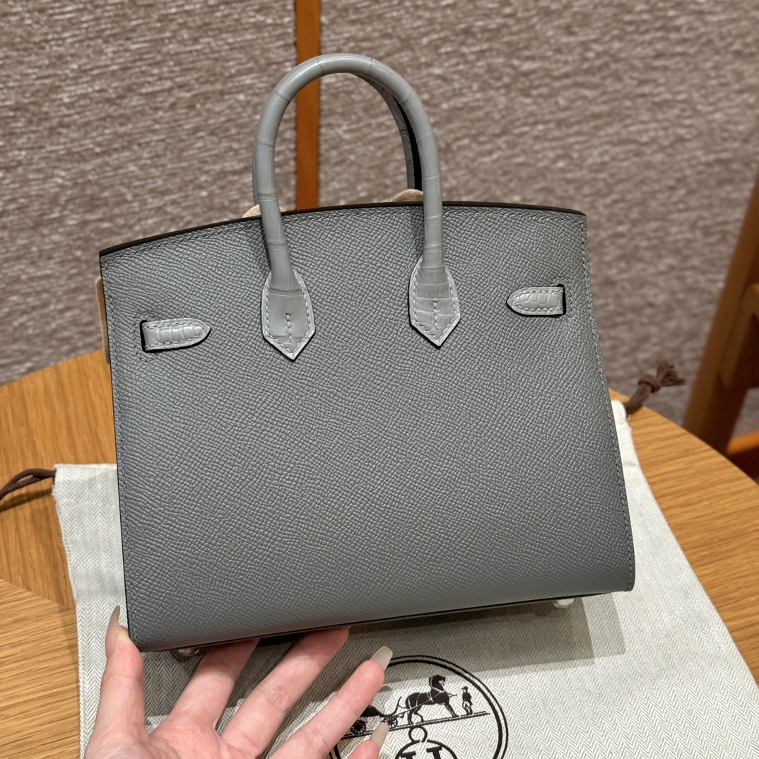 Hermes Birkin Faubourg Touch 0LGirs Meyer and 0VGirs Ciment (Handmade to order)