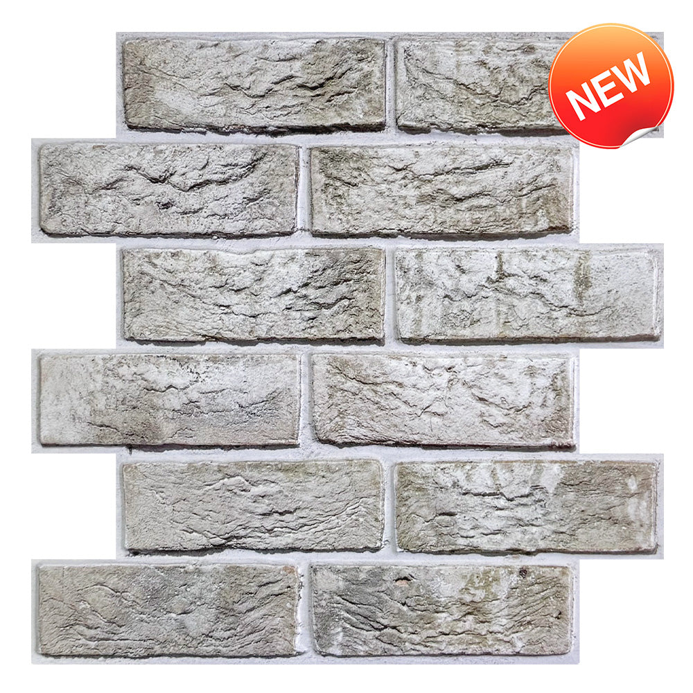 3D Distressed Brick Peel and Stick Wall Tile