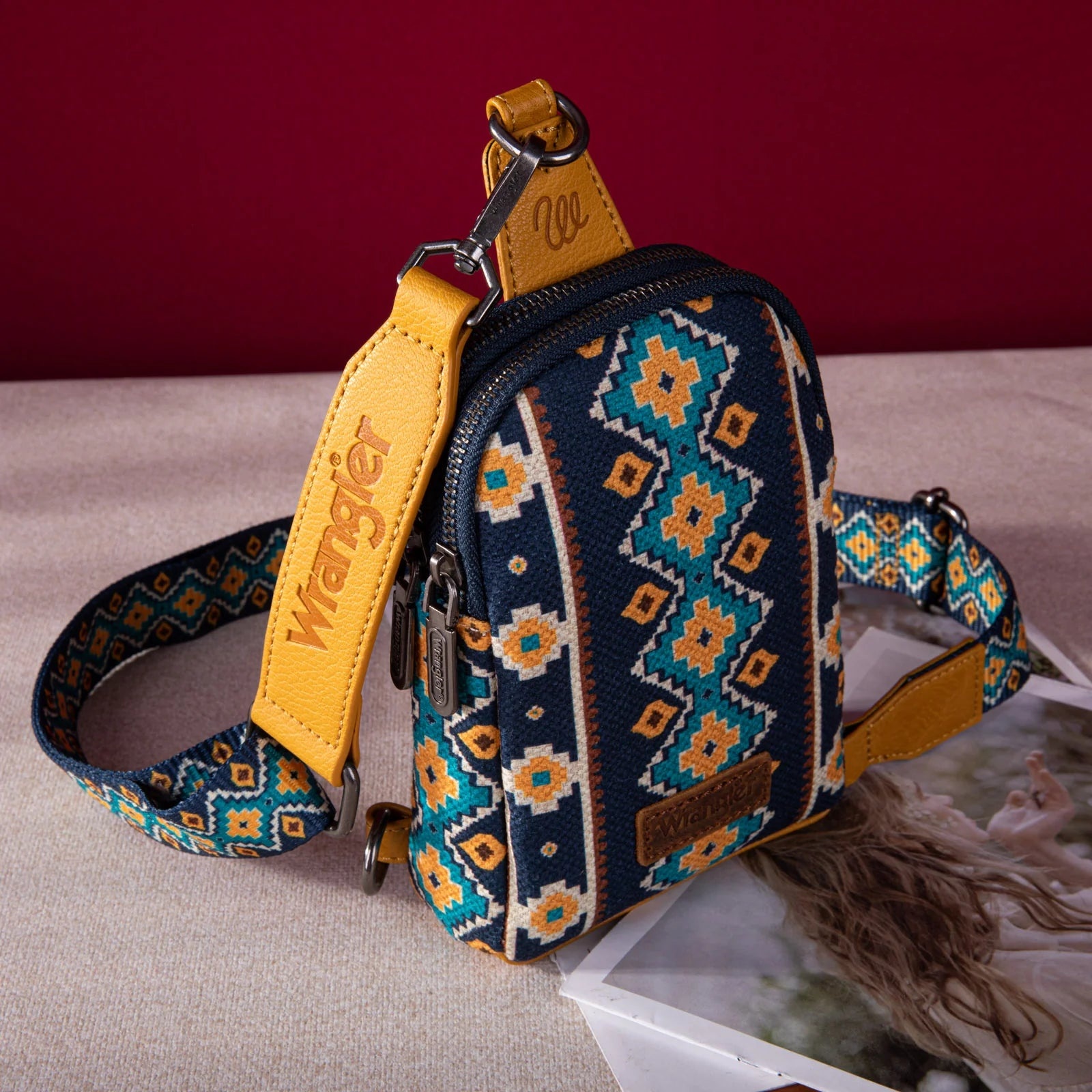 Southwestern Print Canvas Crossbody/Sling/Chest Bag