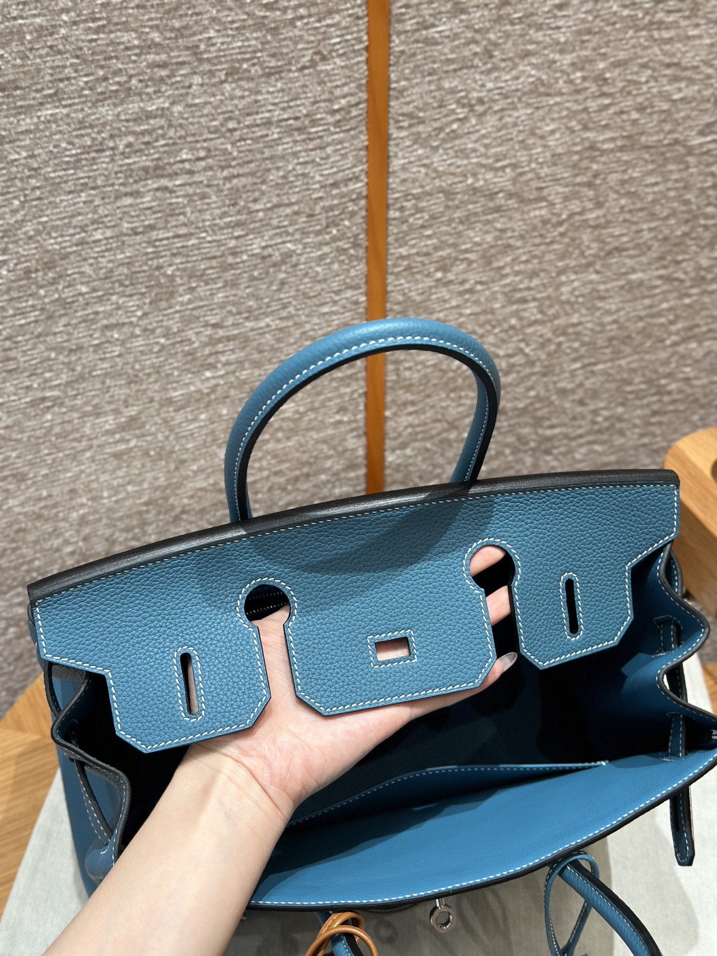 Hermès Birkin 75 Blue Jean Handbag (Handmade to Order)