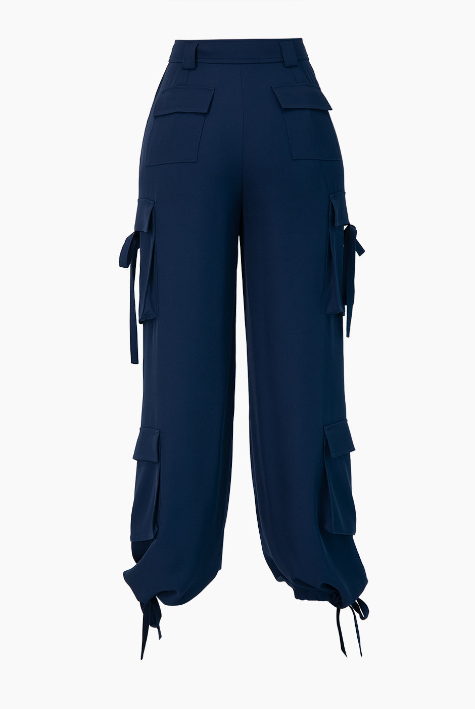 Pantalon cargo liso con cintas