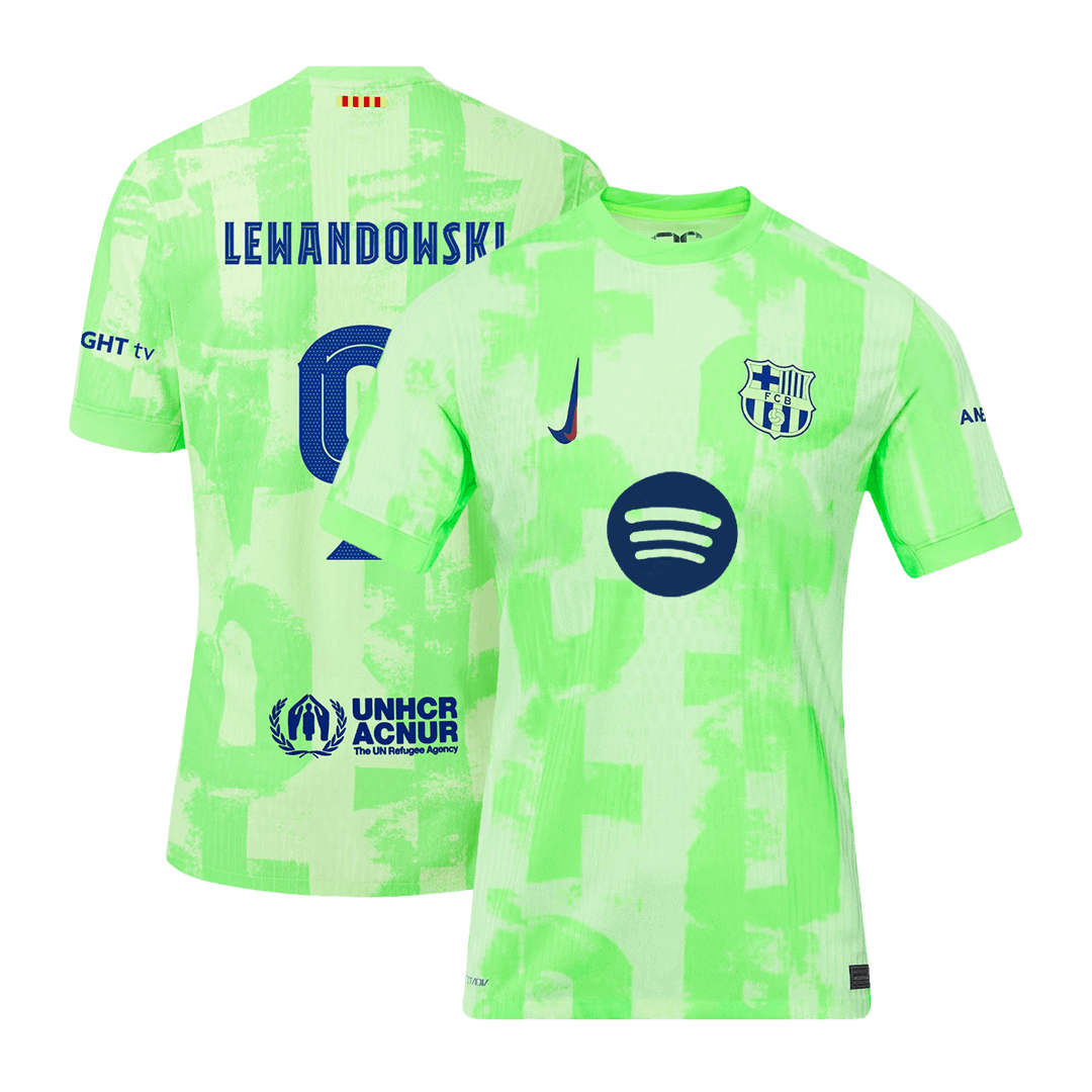 Authentic LEWANDOWSKI #9 Soccer Jersey Barcelona Third Away 2024/25 UCL Spotify logo without text