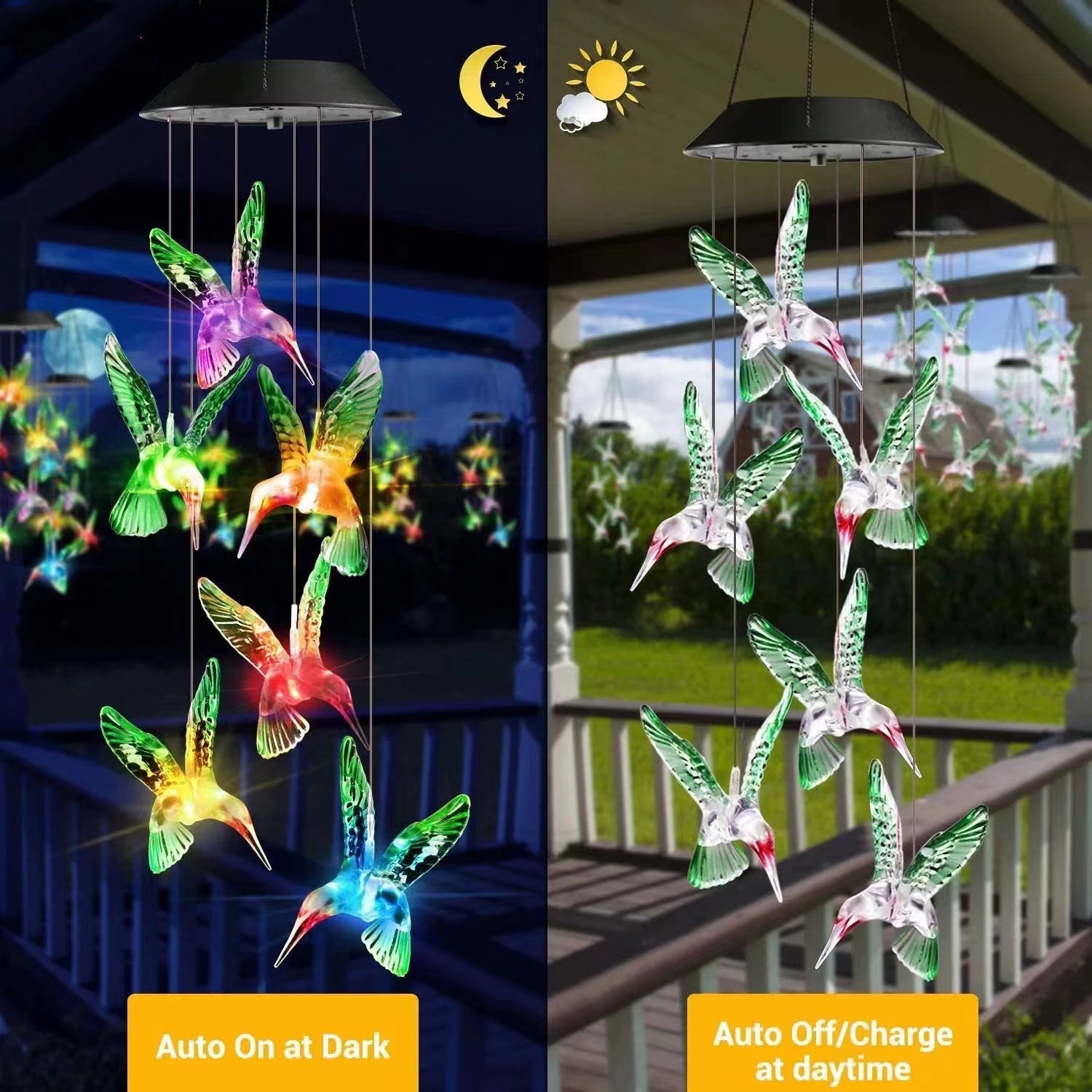 Hummingbird Solar Wind Chimes