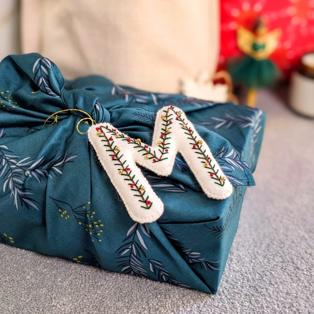 Personalised Christmas Pine Embroidered Felt Letter