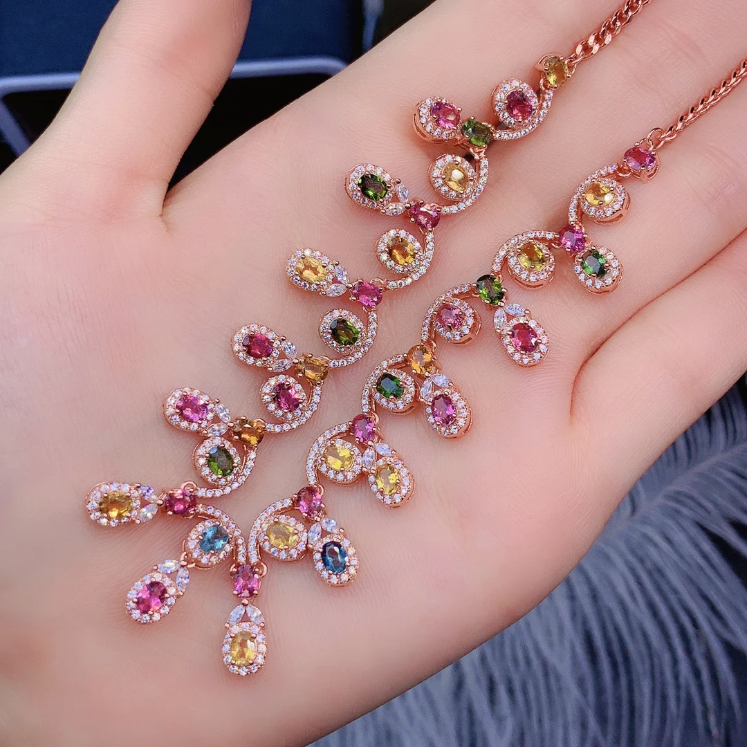 Tourmaline Stone Necklace Women's Silver 925 Jewelry Quality Perfect free delivery women's gem Christmas gift necklace Pendant