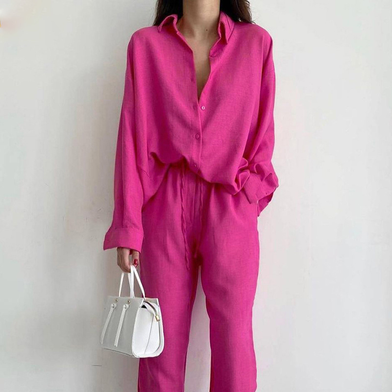 Fashion Solid Color Pocket Two-Piece Set
