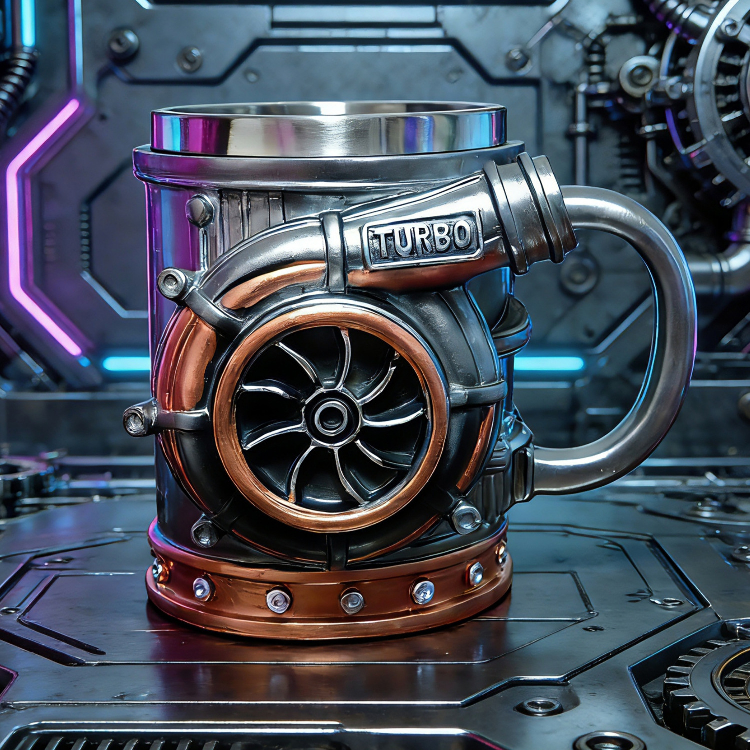 New turbocharger-shaped engine design resin mug