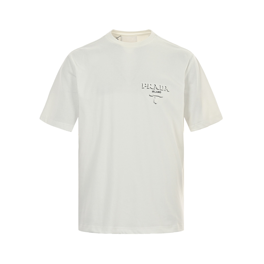 Prada 24ss triangle logo laminated short sleeves