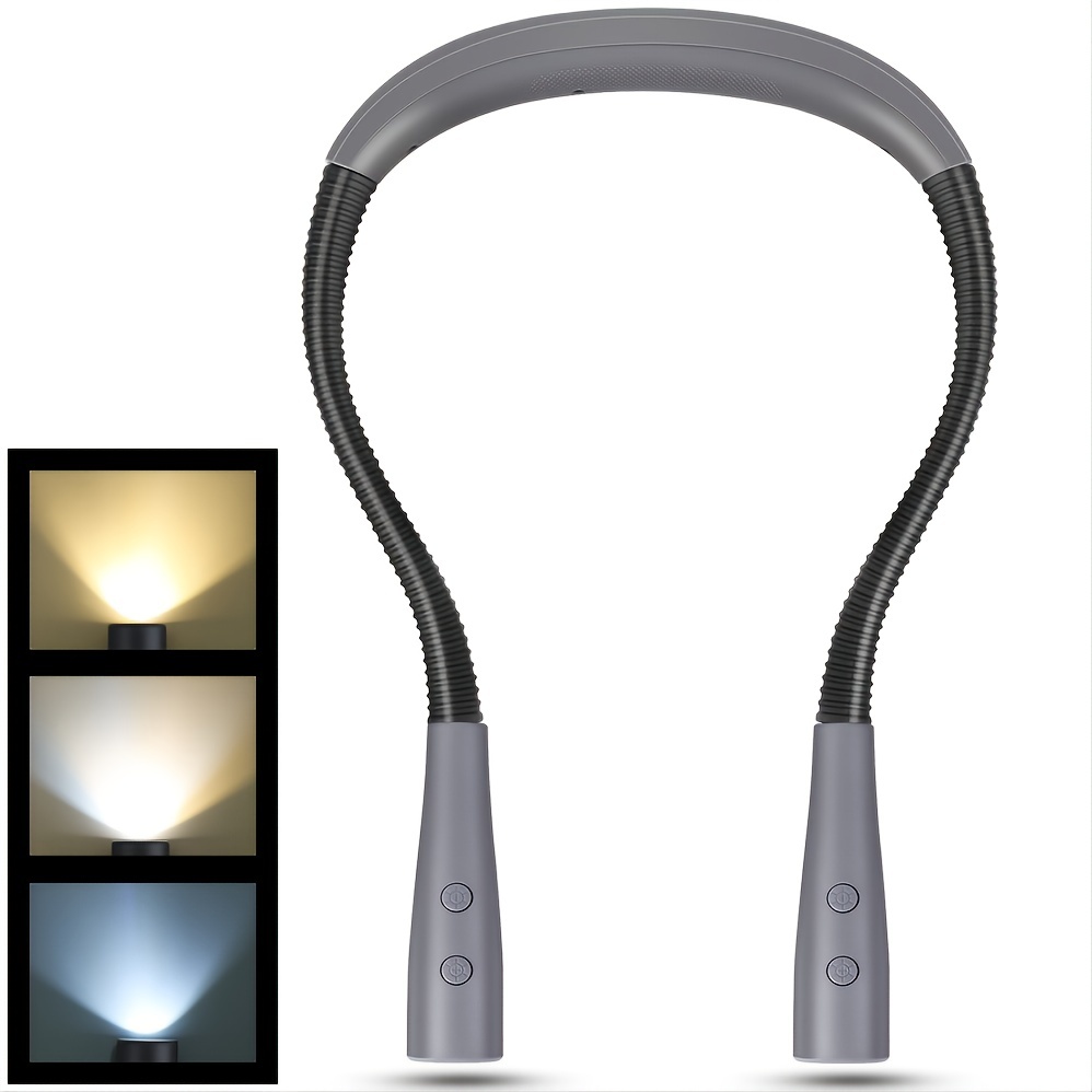 Book Light For Reading LED Neck Reading Light, Book Light For Reading In Bed, 60-min Timer, 3 Colors & 3 Brightness Adjustable, Rechargeable & Long Lasting, Perfect For Reading, Knitting & Repairing