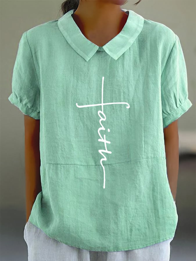 Women's Faith Cotton And Linen Casual Shirt