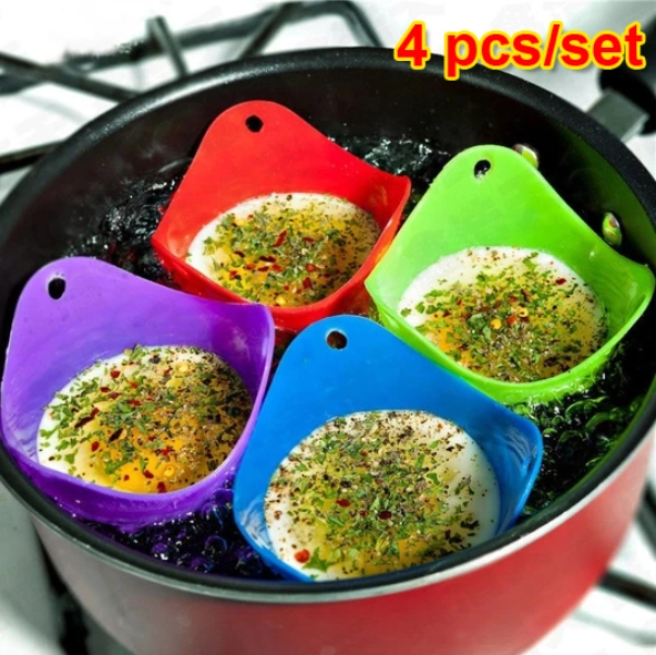 （🔥45% OFF Last Day Sale）Silicone Egg Poacher Set(4pcs/set)-BUY 3 SETS GET 3 SETS & FREE SHIPPING