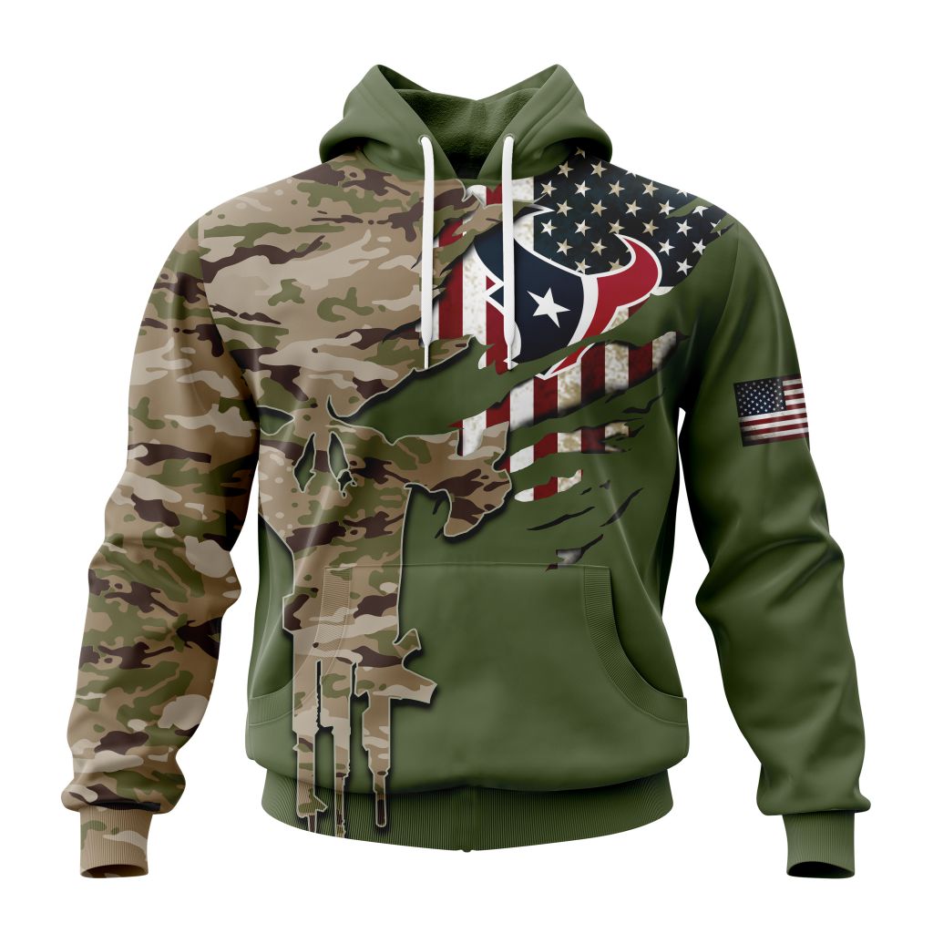 HOUSTON TEXANS 3D HOODIE VETERANS DAY