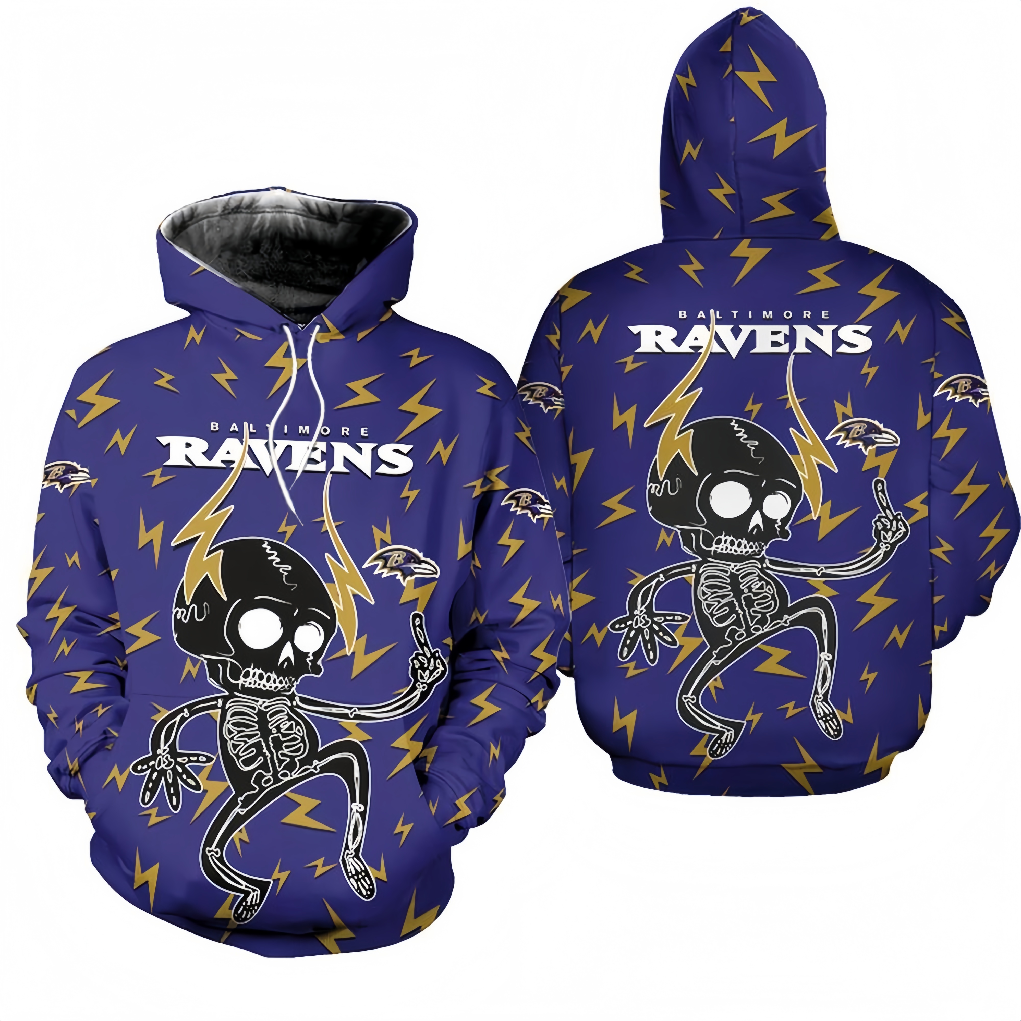 BALTIMORE RAVENS 3D ELECTRIC SHOCK CUTE SKELETON