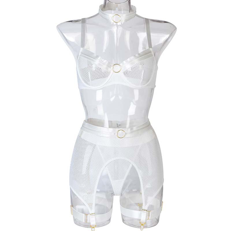 Ring Collar Mesh Lingerie Set