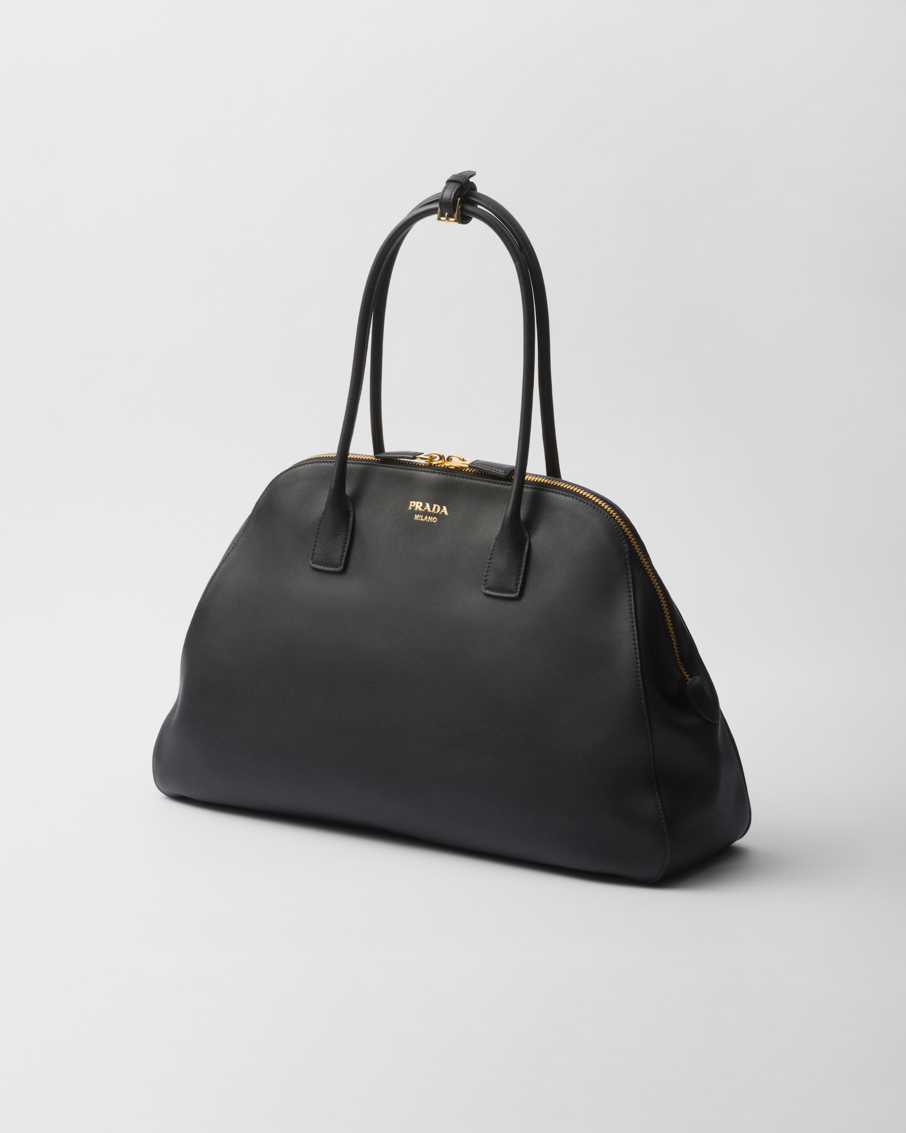 Prada large zip-top leather tote