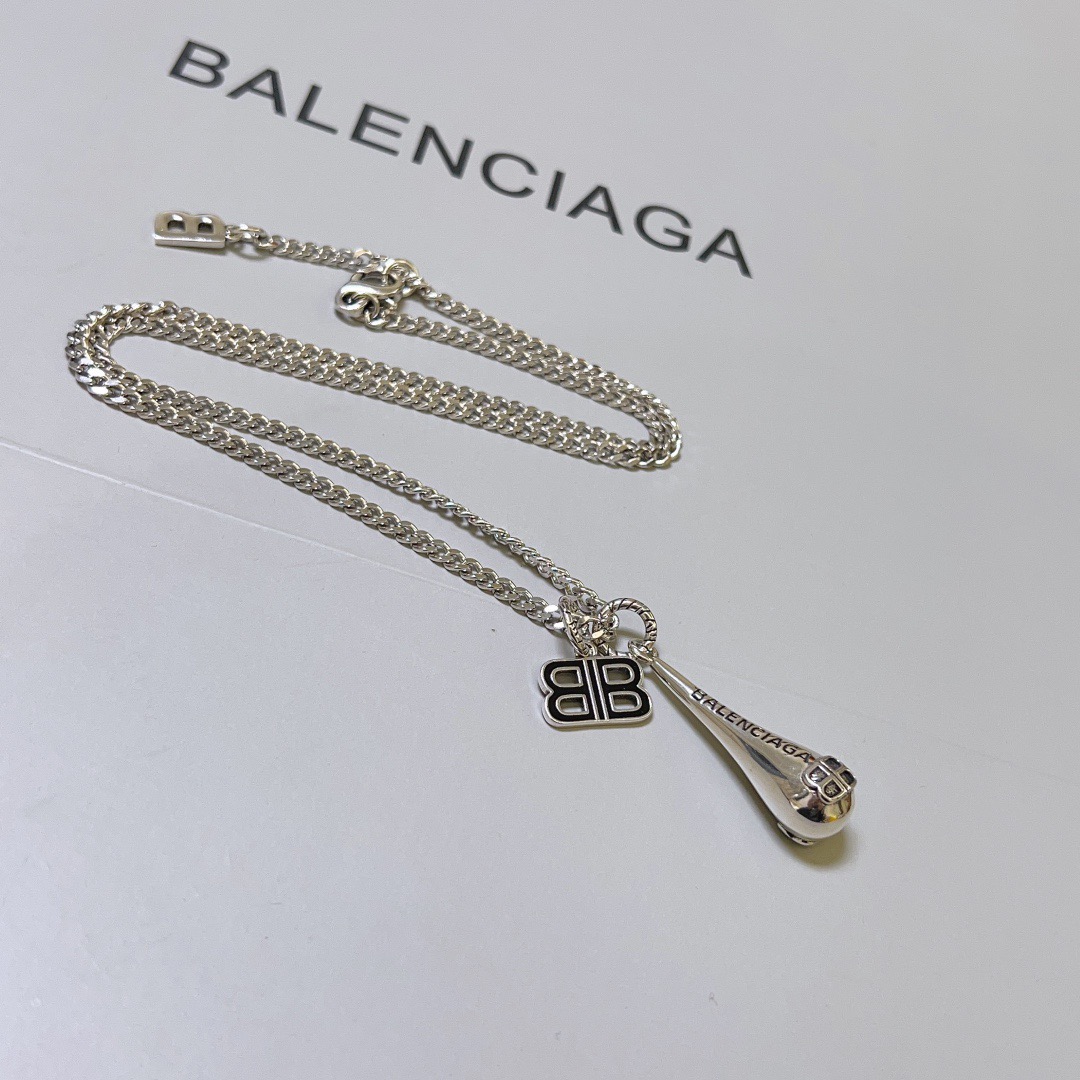 Balenciaga Drop Pendant Chain Necklace