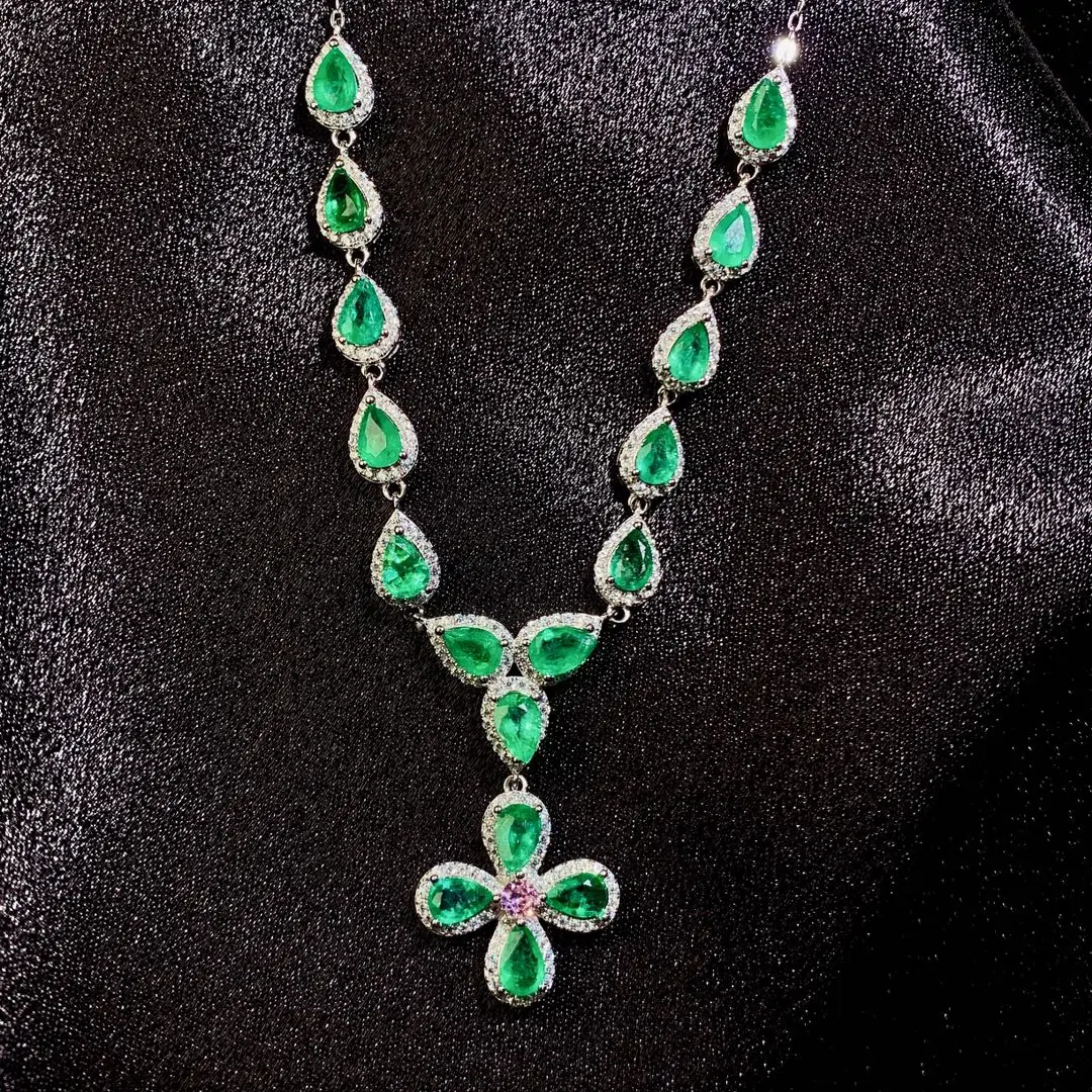 Emerald Tanzanite Silver 925 Jewelry Women's Gem Pendant 925 Sterling Silver Women's Luxury Necklace Free Christmas shipping