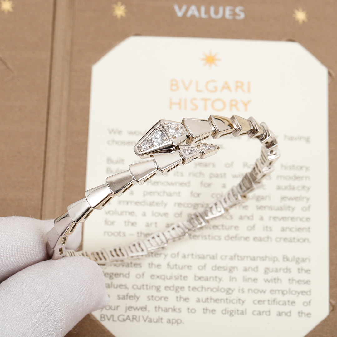 Bulgari head and tail diamond elastic snake bracelet