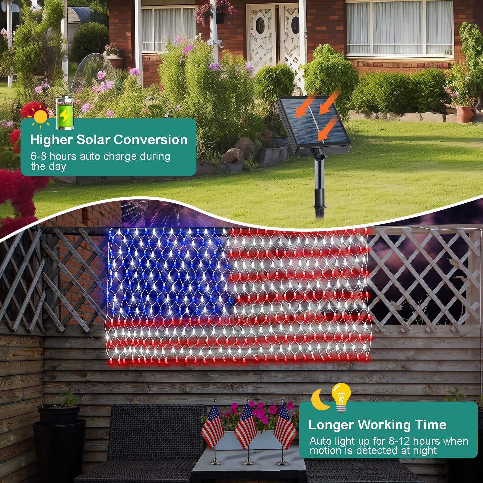 👍2024 New Arrival- 50% OFF💥Solar American LED Flag (420 LEDs)- Free Shipping