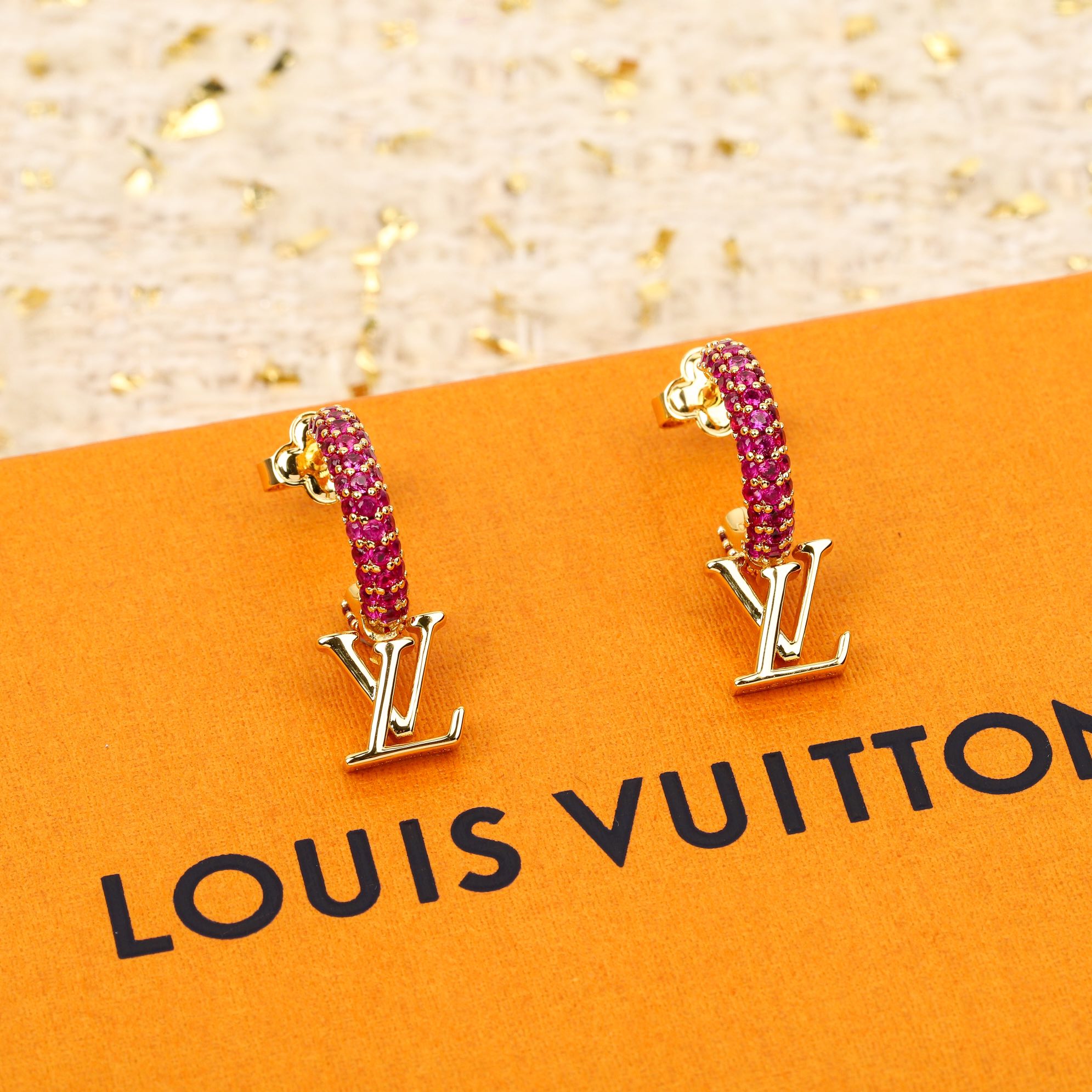 Louis Vuitton Full Diamond Half Circle Earrings