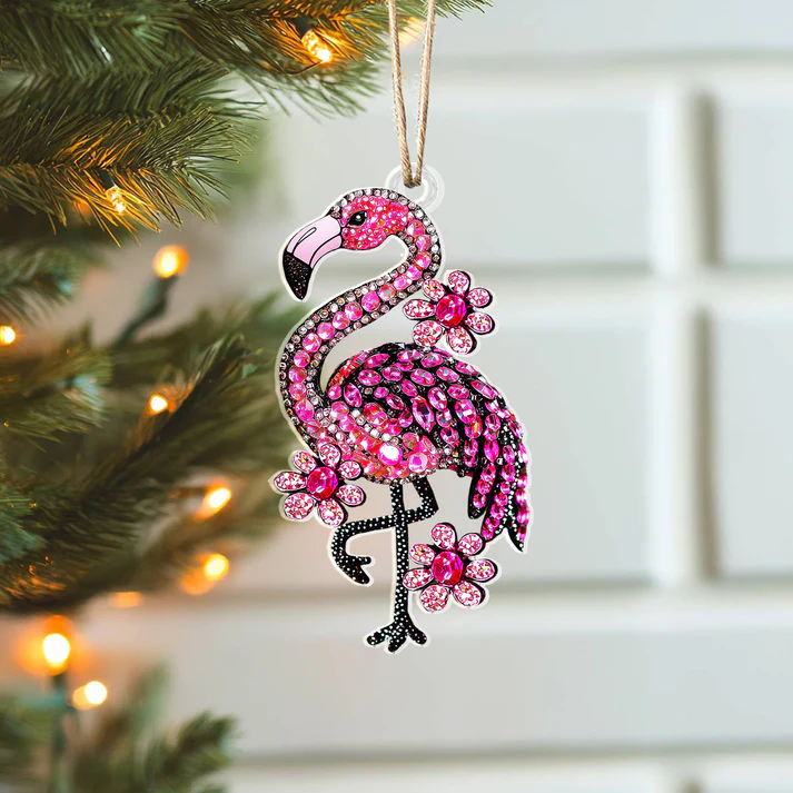 Shineful  Acrylic Ornament Twinkling Floral Flamingo