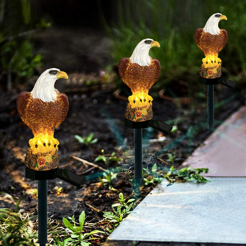(🔥Last Day Promotion-SAVE 65% OFF)Resin Eagle Solar Power Waterproof LED Warm Lights With Pilings(2 PCS/SET)-BUY 2 GET 10% OFF & FREE SHIPPING