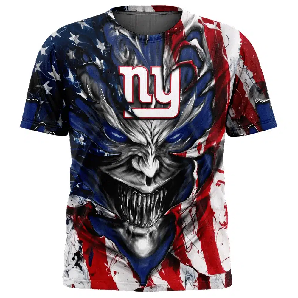 NEW YORK GIANTS DEMON FACE AMERICAN FLAG-3D UNISEX HOODIE