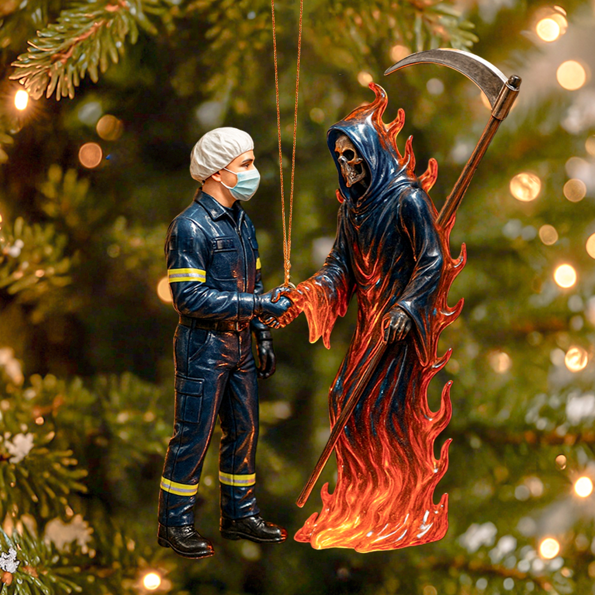 Heroes Fighting Death Christmas Ornament Collection