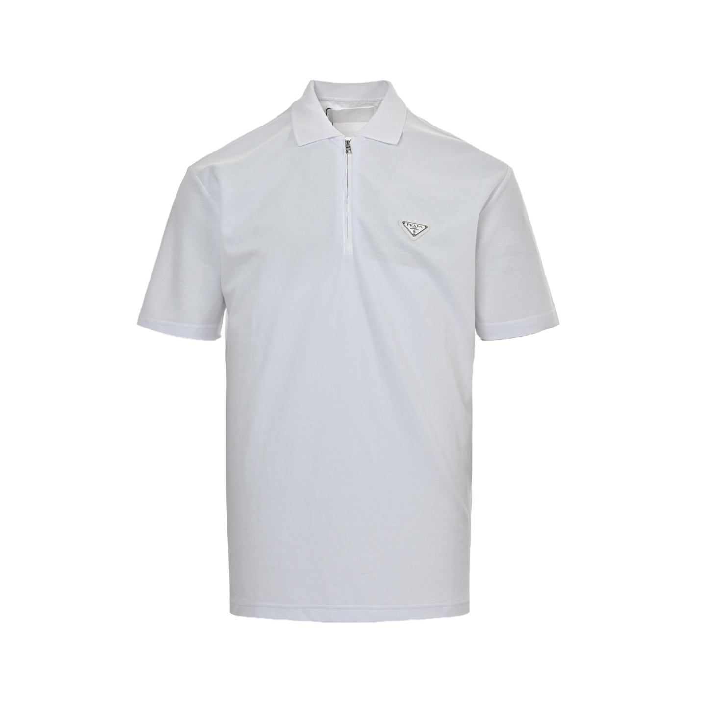 Prada 25ss triangle logo half zip polo short sleeve