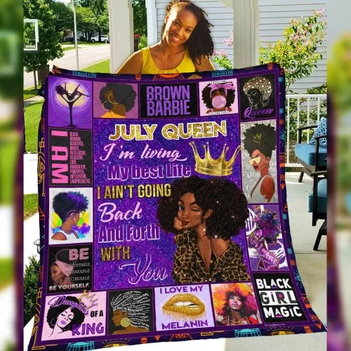July Girl Black Queen Quilt Blanket