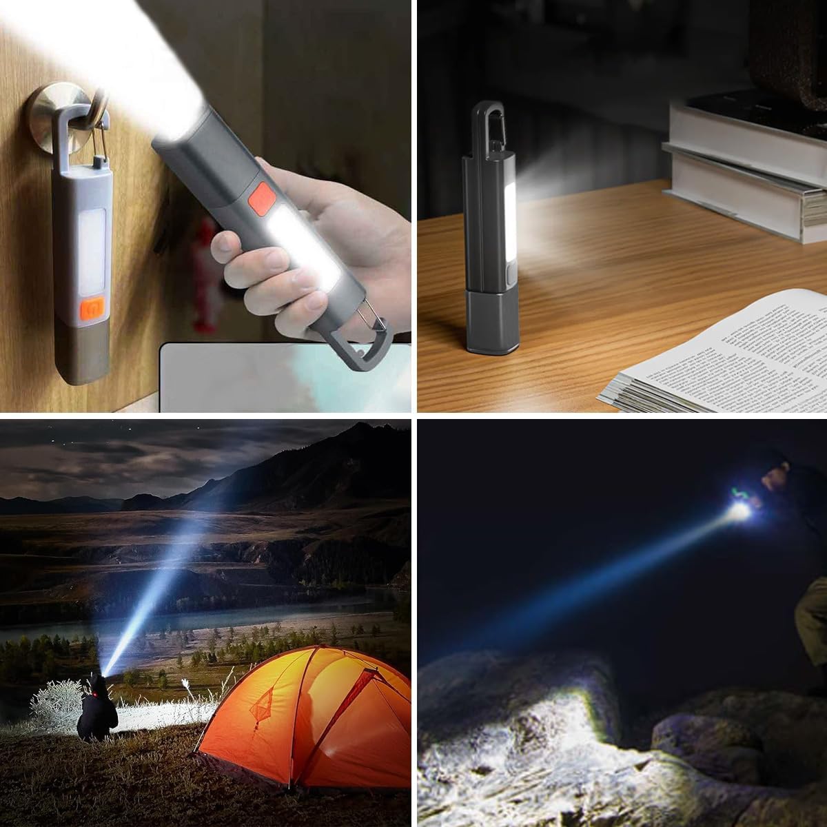 (3PCS/SET) Rechargeable LED Flashlights,20,000 Lumens with 3 Modes & Hook and Zoomable & Waterproof 2-in-1 Flash Light and Side Light
